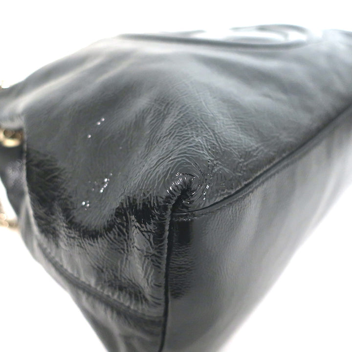 Gucci Soho Medium Chain Strap Shoulder Bag Black Patent Leather