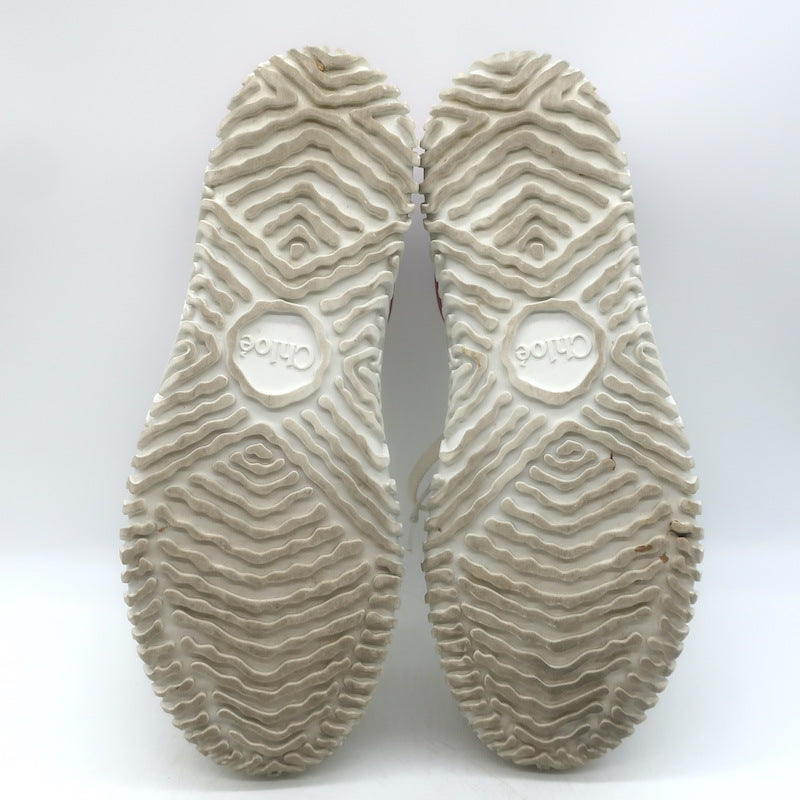 Chloe Franckie Low Top Sneakers White &amp; Fuchsia Leather Size 39