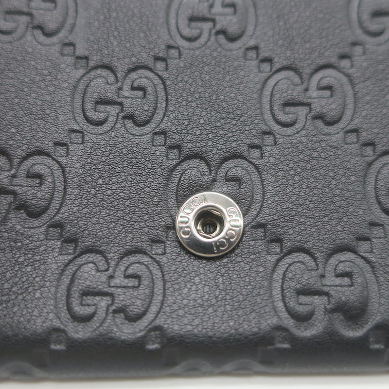 Gucci Guccissima Long Bi-Fold Wallet Black Leather