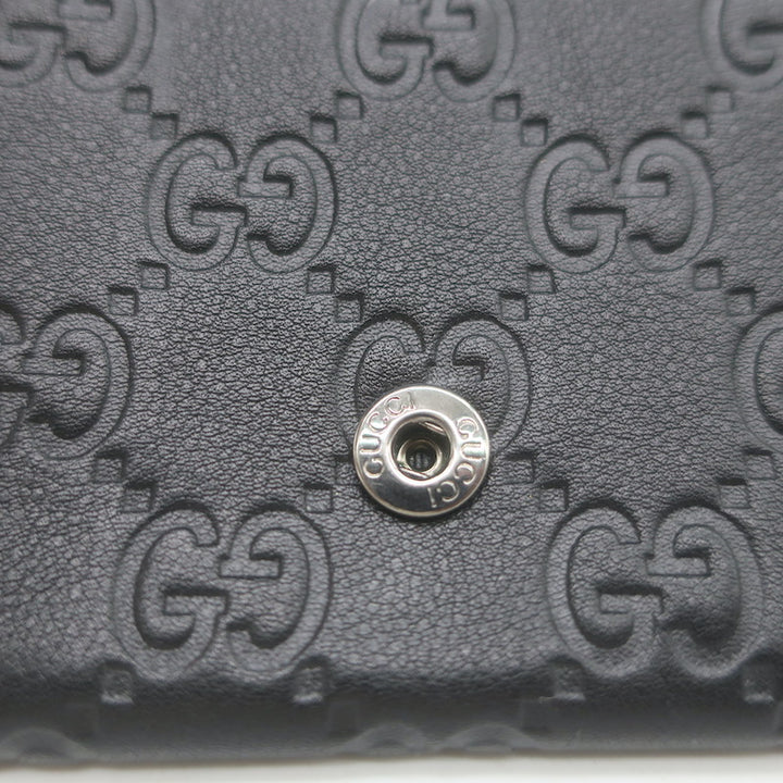 Gucci Guccissima Long Bi-Fold Wallet Black Leather