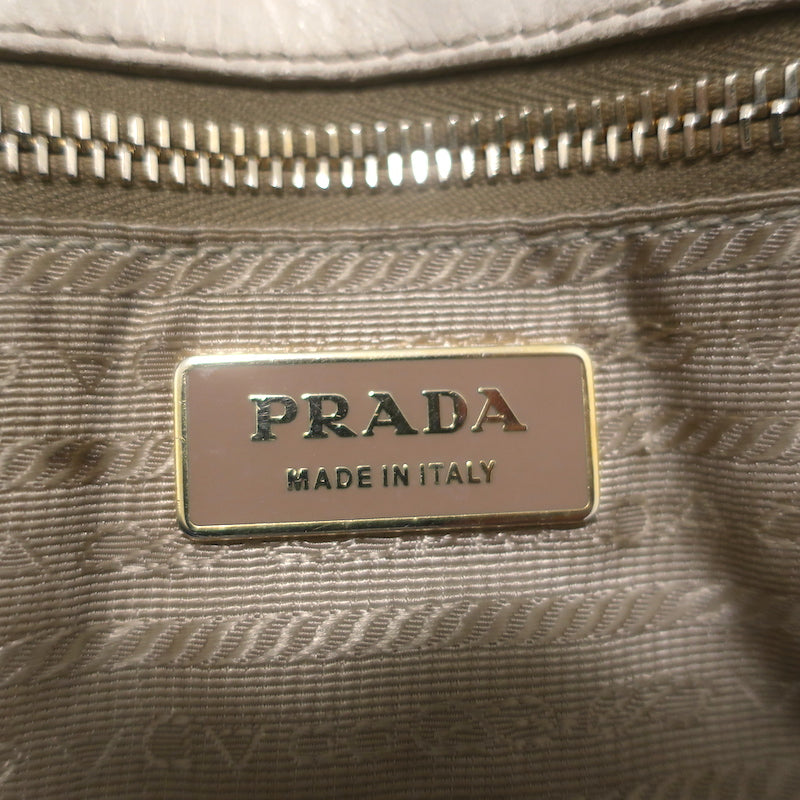 Prada Vernice Gaufre Tote Camel Patent Leather Large Shoulder Bag
