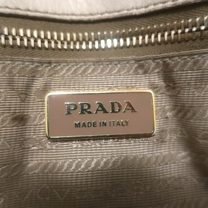 Prada Vernice Gaufre Tote Camel Patent Leather Large Shoulder Bag