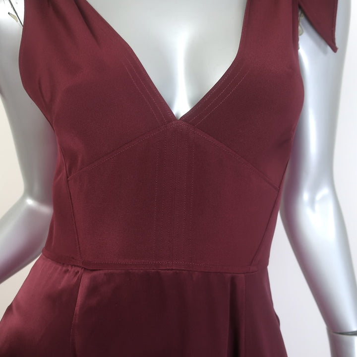 La Ligne Charlotte Tie-Strap Colorblock Midi Dress Burgundy/Pink Size Small NEW