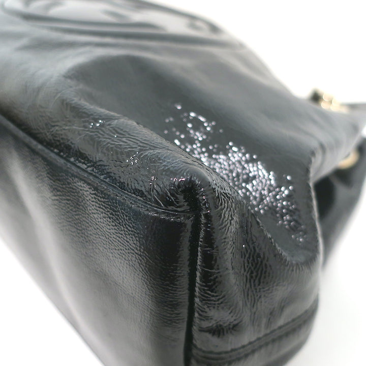 Gucci Soho Medium Chain Strap Shoulder Bag Black Patent Leather