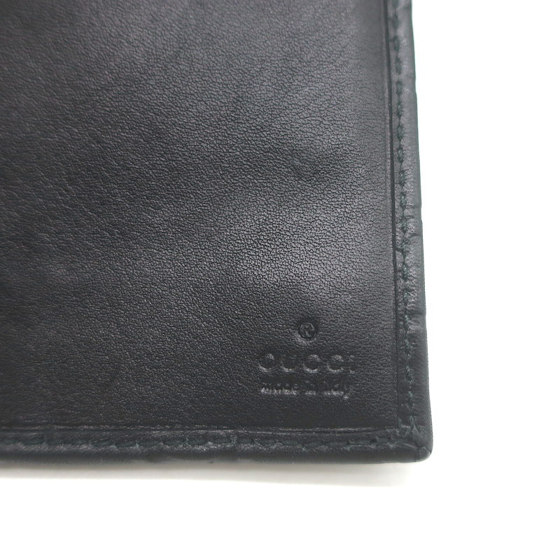 Gucci Guccissima Long Bi-Fold Wallet Black Leather