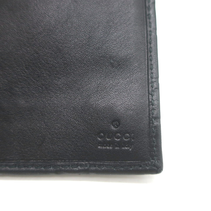 Gucci Guccissima Long Bi-Fold Wallet Black Leather