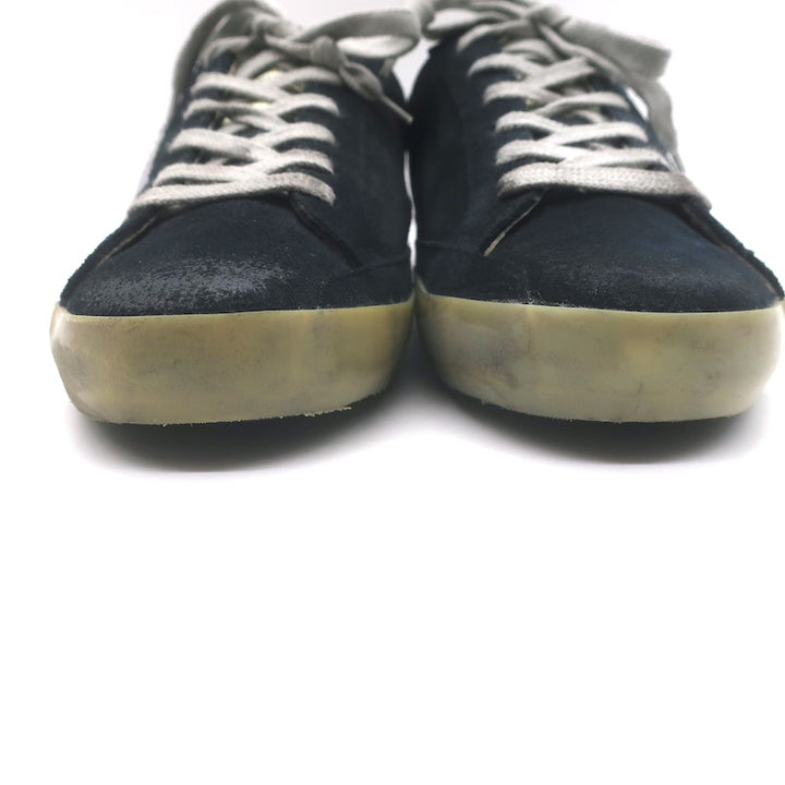 Golden Goose Superstar Sneakers Dark Navy Suede Silver Metallic Star Size 37 NEW