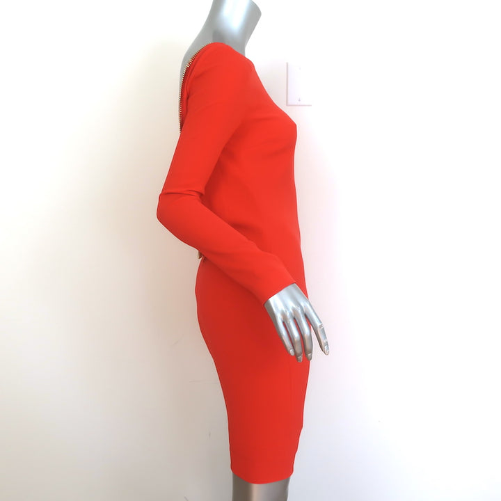 Tom Ford Zipper-Detail Open Back Dress Red Stretch Silk Crepe Size 38