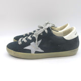 Golden Goose Superstar Sneakers Dark Navy Suede Silver Metallic Star Size 37 NEW