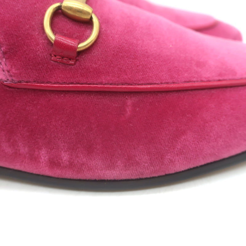 Gucci Jordaan Velvet Loafers Fuchsia Size 38.5 NEW
