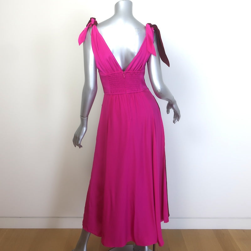 La Ligne Charlotte Tie-Strap Colorblock Midi Dress Burgundy/Pink Size Small NEW