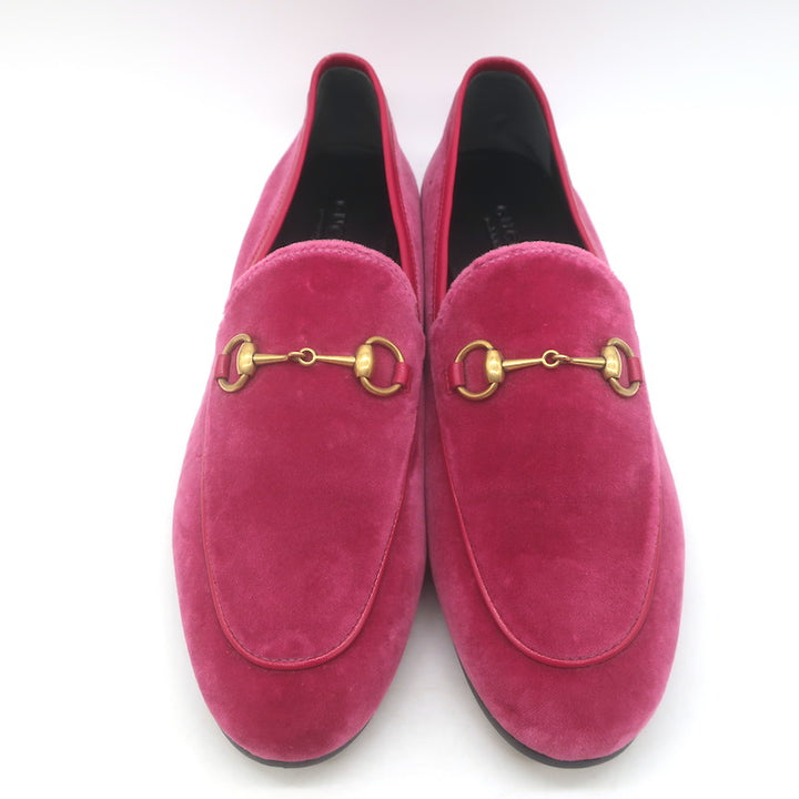 Gucci Jordaan Velvet Loafers Fuchsia Size 38.5 NEW