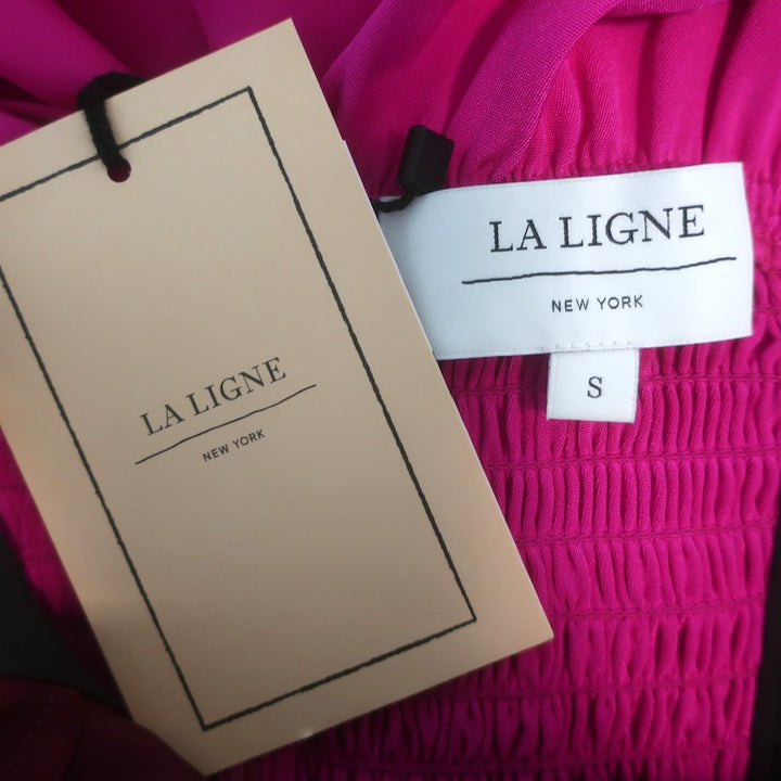 La Ligne Charlotte Tie-Strap Colorblock Midi Dress Burgundy/Pink Size Small NEW