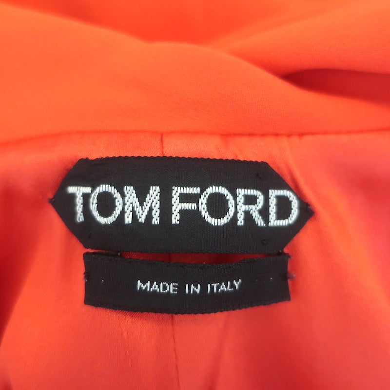 Tom Ford Zipper-Detail Open Back Dress Red Stretch Silk Crepe Size 38