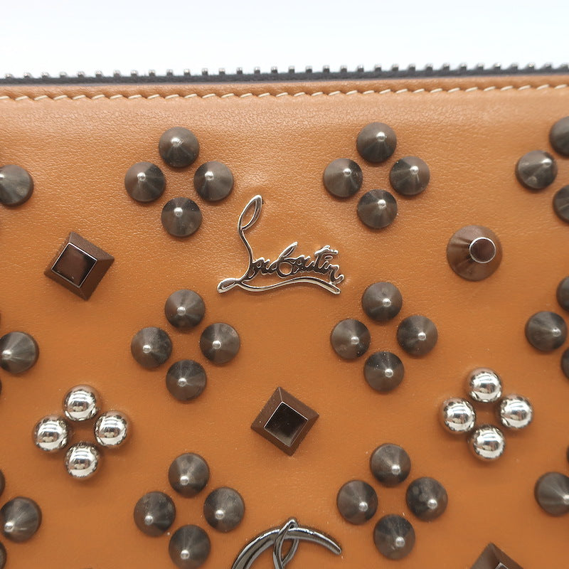 Christian Louboutin Panettone Spikes Wallet Caramel Leather