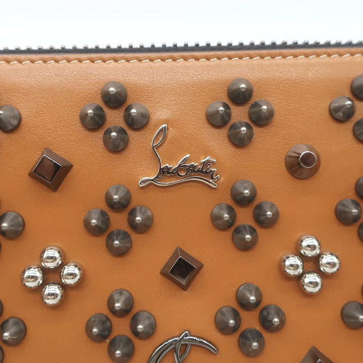 Christian Louboutin Panettone Spikes Wallet Caramel Leather