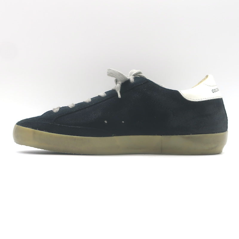 Golden Goose Superstar Sneakers Dark Navy Suede Silver Metallic Star Size 37 NEW