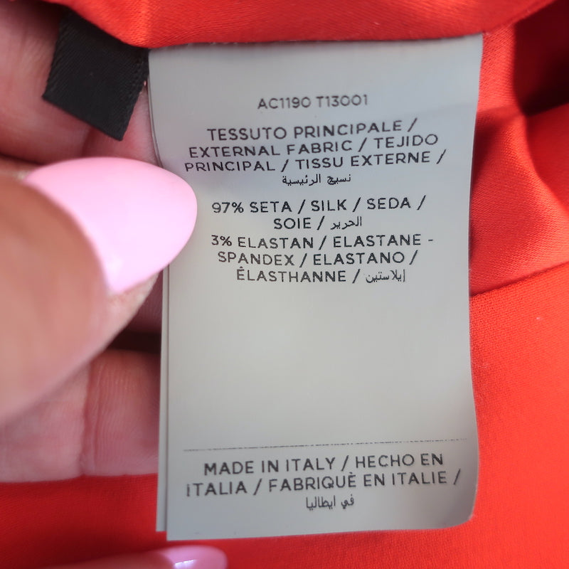 Tom Ford Zipper-Detail Open Back Dress Red Stretch Silk Crepe Size 38