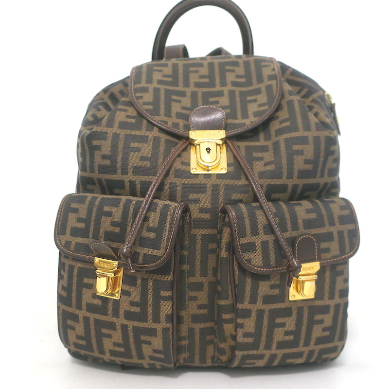 Fendi Zucca Canvas Large Backpack Brown