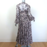 Zimmermann Juno Tiered Midi Dress Mauve Ruffled Floral Print Chiffon Size 2