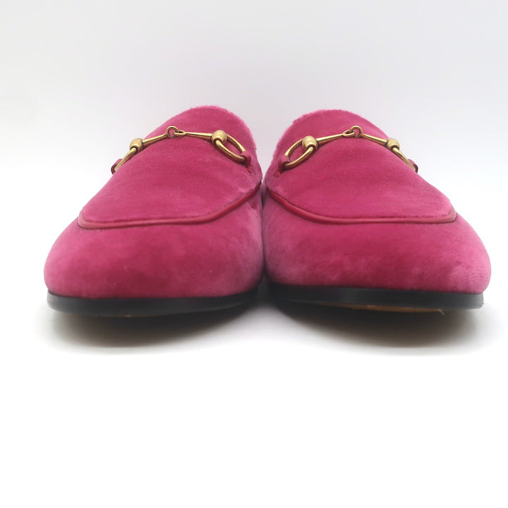 Gucci Jordaan Velvet Loafers Fuchsia Size 38.5 NEW