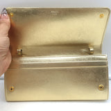 Prada Wallet on Chain Gold Metallic Saffiano Leather Small Crossbody Bag