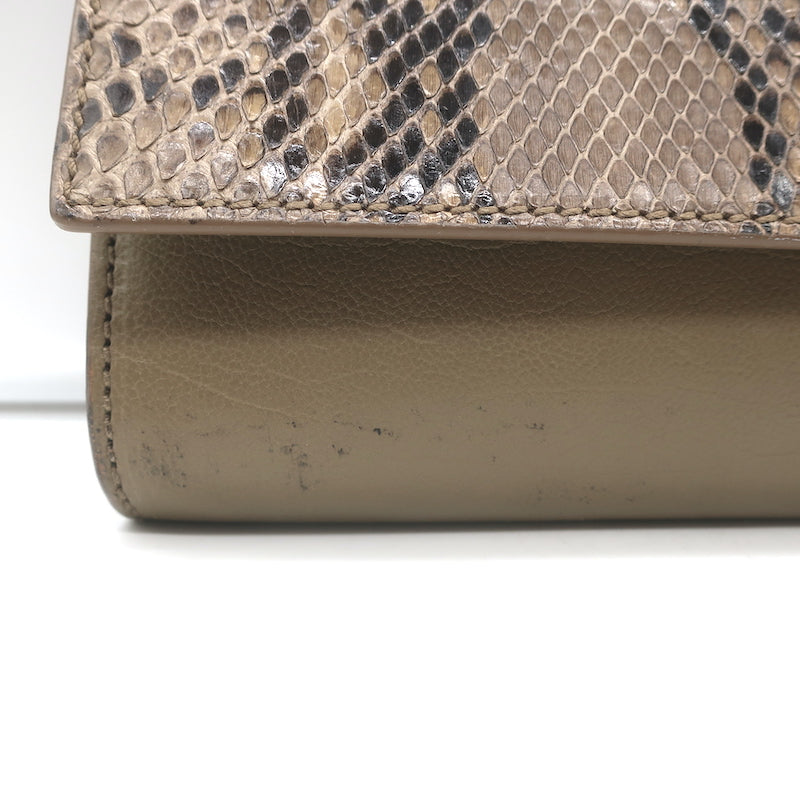 Yves Saint Laurent Y Ligne Clutch Bag Taupe Leather &amp; Snakeskin