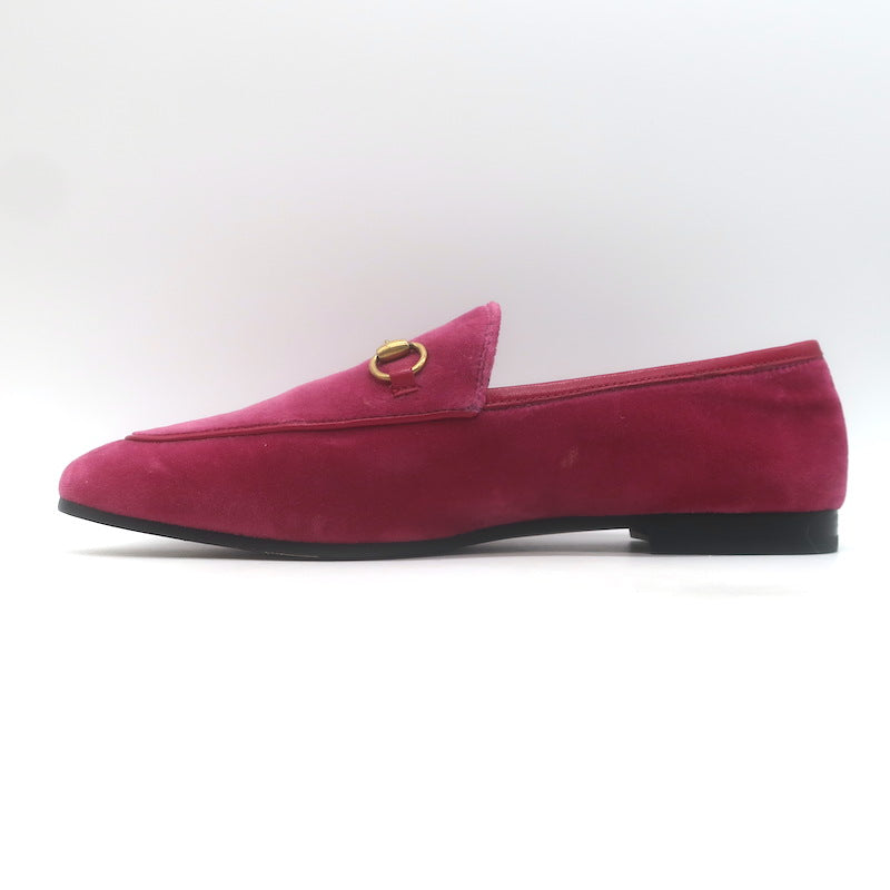 Gucci Jordaan Velvet Loafers Fuchsia Size 38.5 NEW