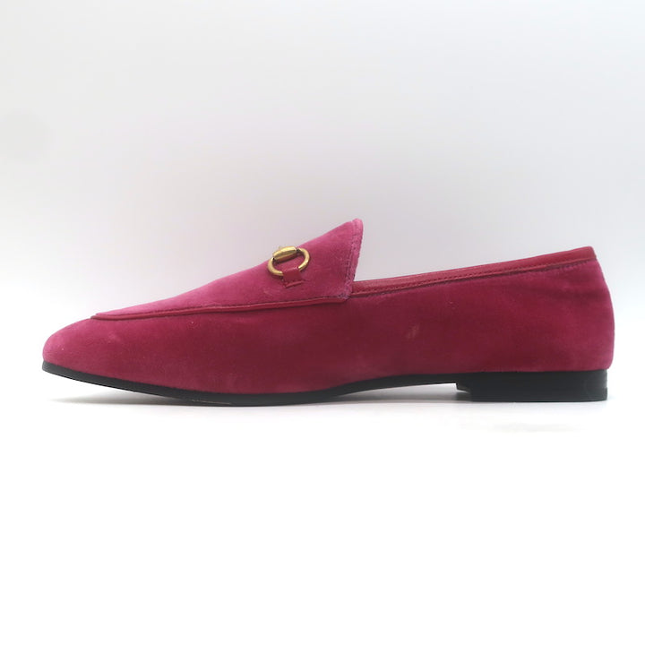 Gucci Jordaan Velvet Loafers Fuchsia Size 38.5 NEW