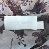 Zimmermann Juno Tiered Midi Dress Mauve Ruffled Floral Print Chiffon Size 2