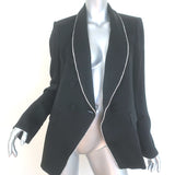 Veronica Beard Jagger Dickey Jacket Black Crystal-Trimmed Satin Size 8 NEW