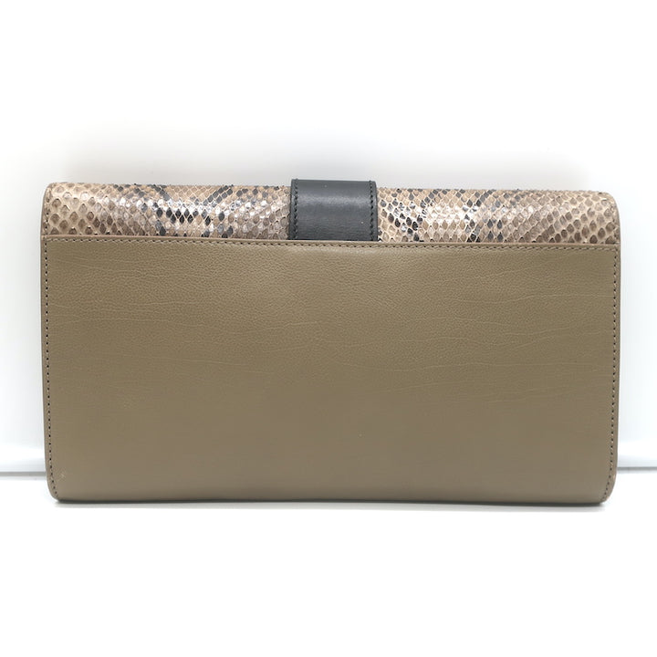 Yves Saint Laurent Y Ligne Clutch Bag Taupe Leather &amp; Snakeskin