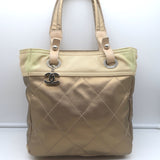 Chanel 2006 Paris-Biarritz Petite Quilted Tote Gold Coated Canvas Shoulder Bag
