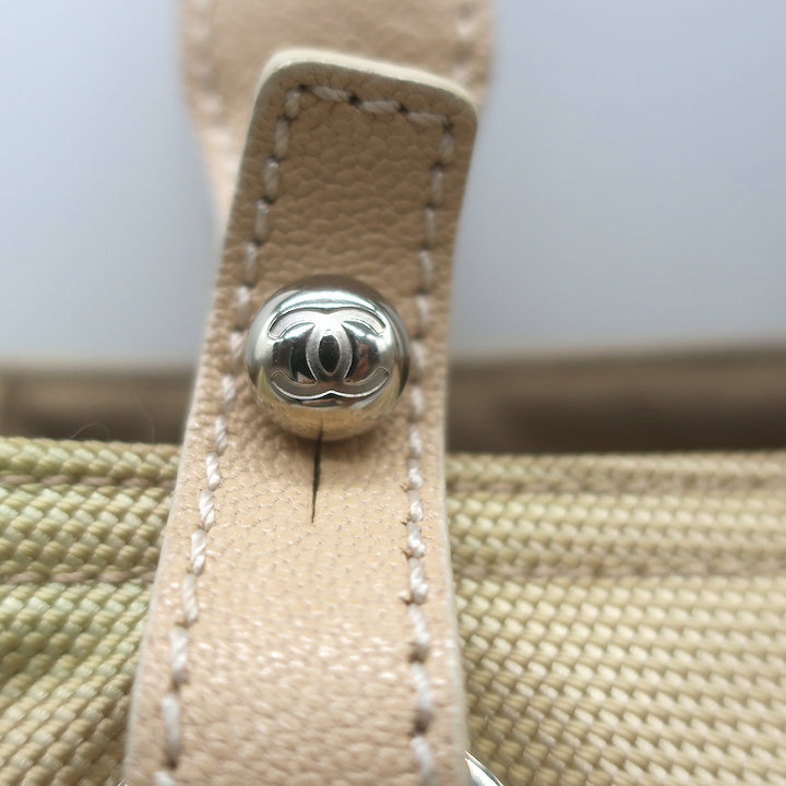 Chanel 2006 Paris-Biarritz Petite Quilted Tote Gold Coated Canvas Shoulder Bag