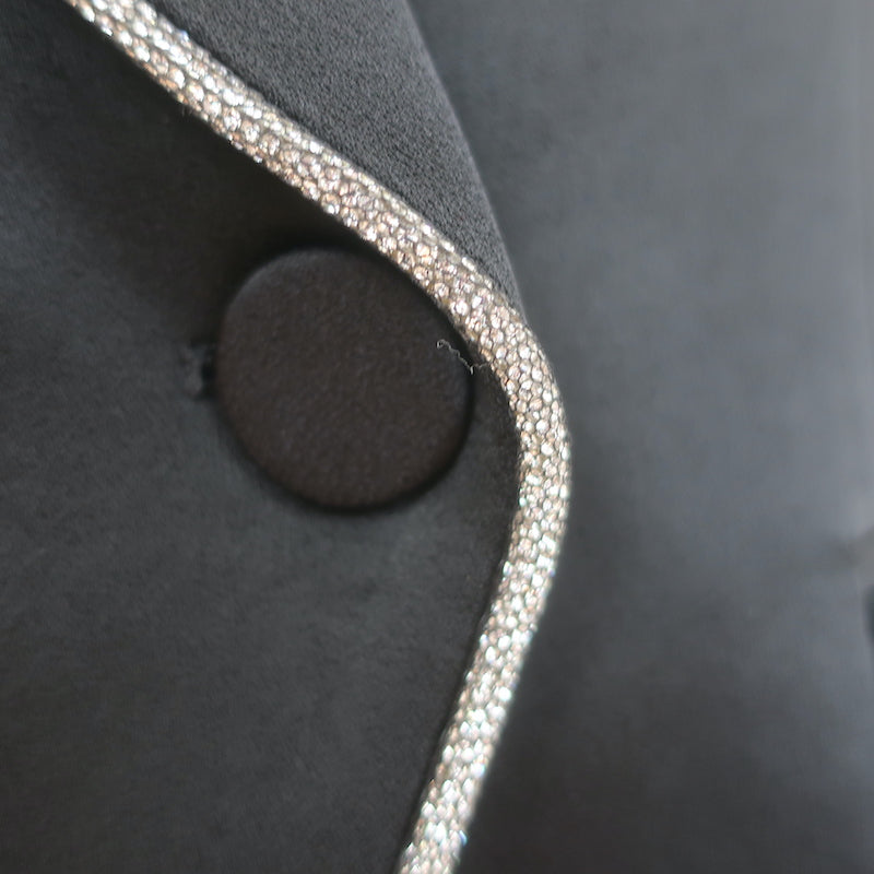 Veronica Beard Jagger Dickey Jacket Black Crystal-Trimmed Satin Size 8 NEW