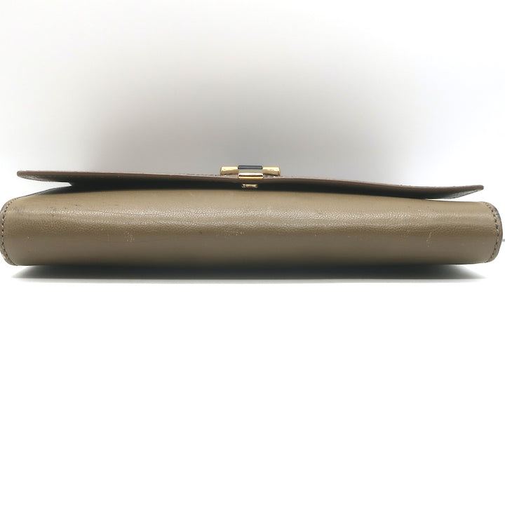 Yves Saint Laurent Y Ligne Clutch Bag Taupe Leather &amp; Snakeskin