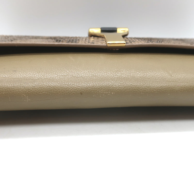 Yves Saint Laurent Y Ligne Clutch Bag Taupe Leather &amp; Snakeskin