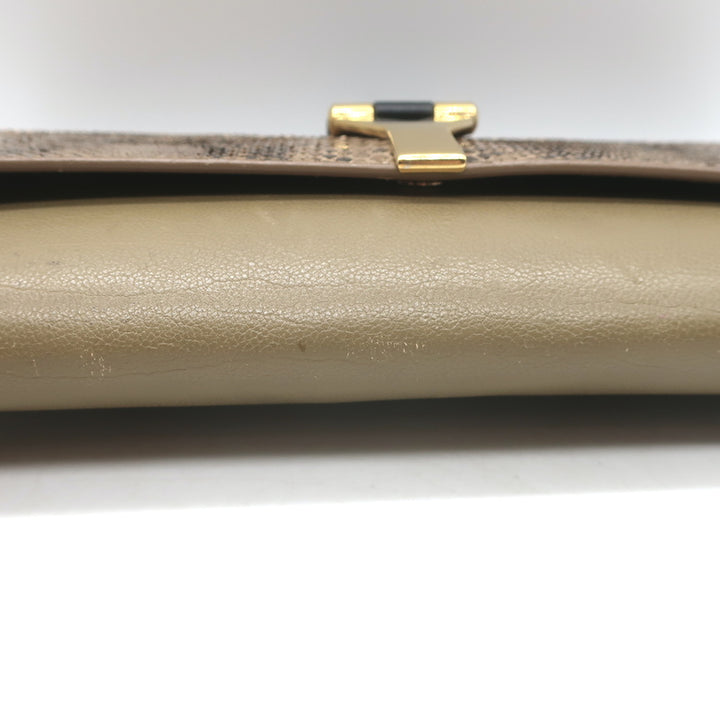 Yves Saint Laurent Y Ligne Clutch Bag Taupe Leather &amp; Snakeskin