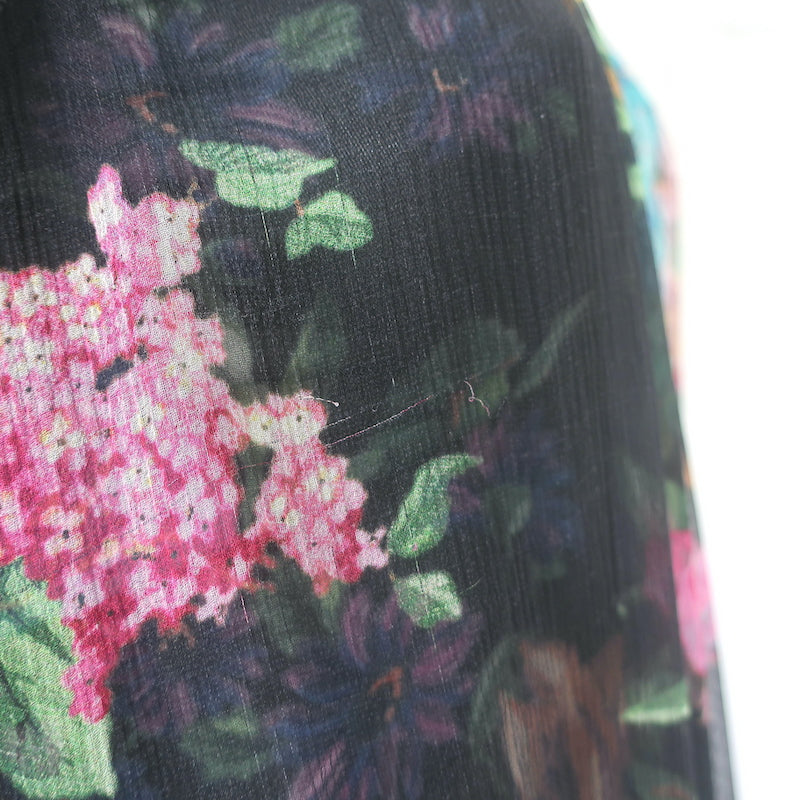 Zimmermann Ninety Six Chevron Frill Midi Dress Black Blossom Chiffon Size 0