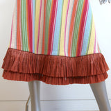 Alexis Fringed Midi Dress Aiko Multicolor Striped Knit Size Extra Small