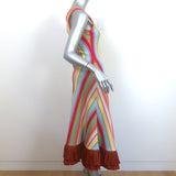 Alexis Fringed Midi Dress Aiko Multicolor Striped Knit Size Extra Small