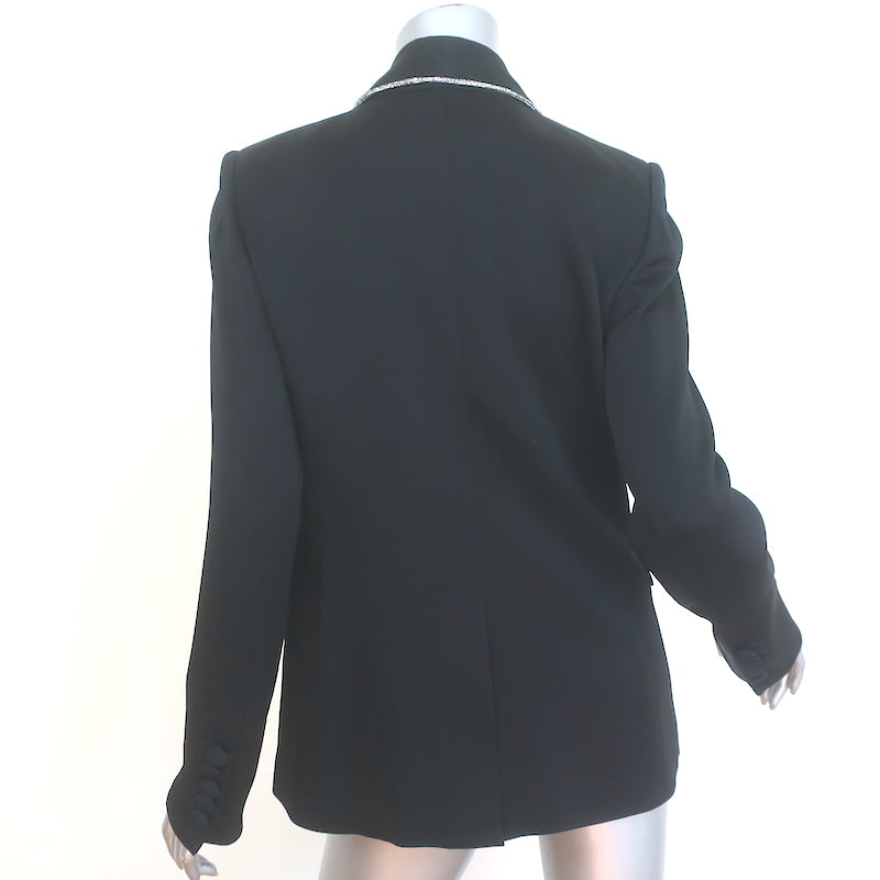 Veronica Beard Jagger Dickey Jacket Black Crystal-Trimmed Satin Size 8 NEW