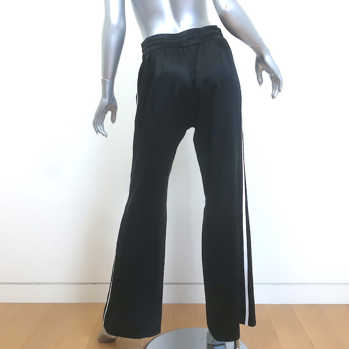 Amiri Leather-Stripe Track Pants Black Silk Satin Size 44