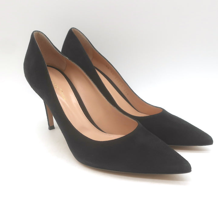 Gianvito Rossi Camnero Pointed Toe Pumps Black Suede Size 39.5 US 8.5 NEW
