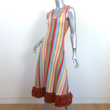 Alexis Fringed Midi Dress Aiko Multicolor Striped Knit Size Extra Small