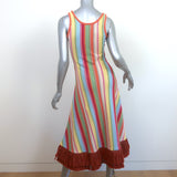 Alexis Fringed Midi Dress Aiko Multicolor Striped Knit Size Extra Small