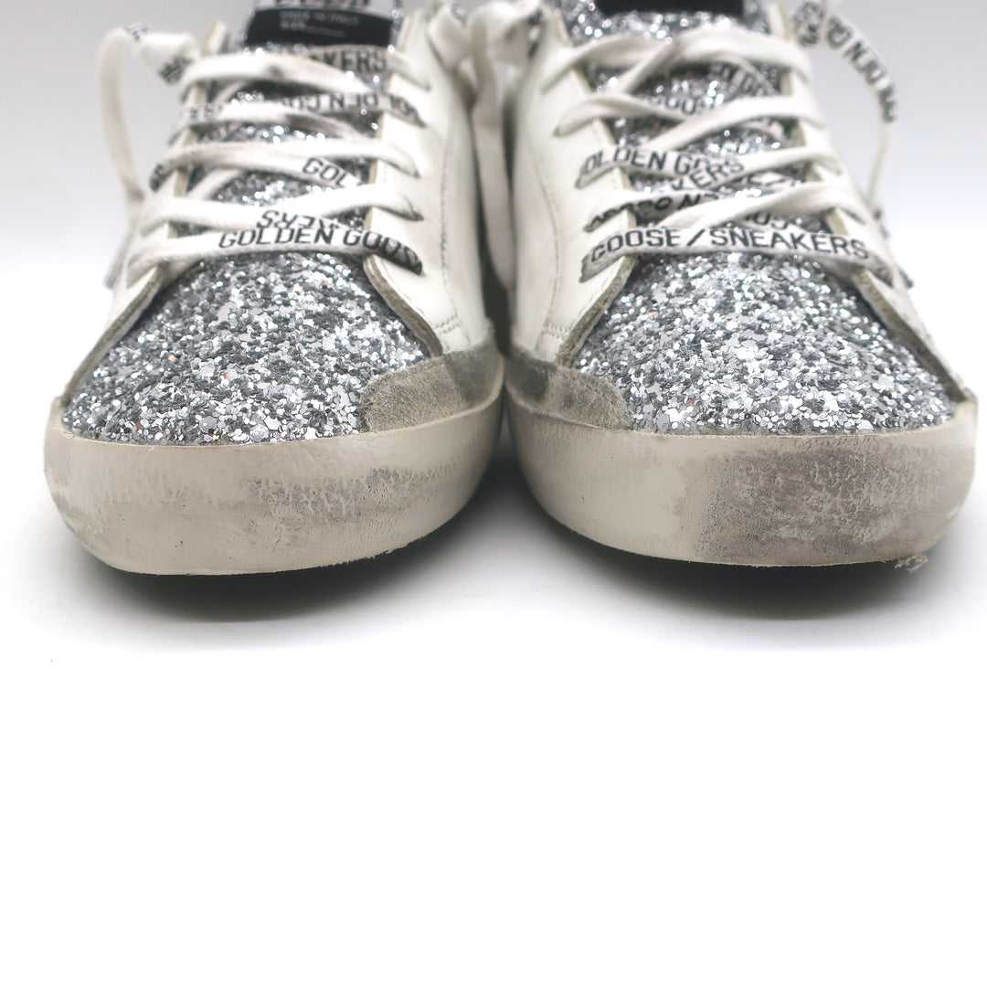 Golden Goose Superstar Glitter Sneakers White/Silver Size 37 NEW