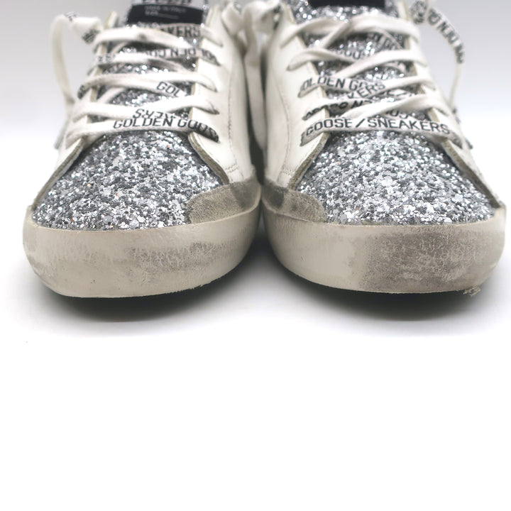 Golden Goose Superstar Glitter Sneakers White/Silver Size 37 NEW