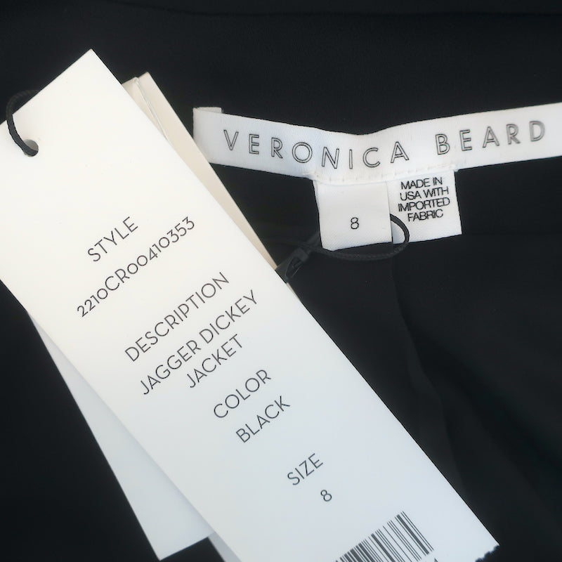 Veronica Beard Jagger Dickey Jacket Black Crystal-Trimmed Satin Size 8 NEW
