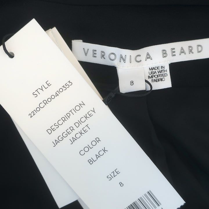 Veronica Beard Jagger Dickey Jacket Black Crystal-Trimmed Satin Size 8 NEW